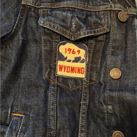 Gap Mens Trucker Jean Jacket-Three Patches on Front-Dark Indigo Color-Size Small - Picture 9 of 13